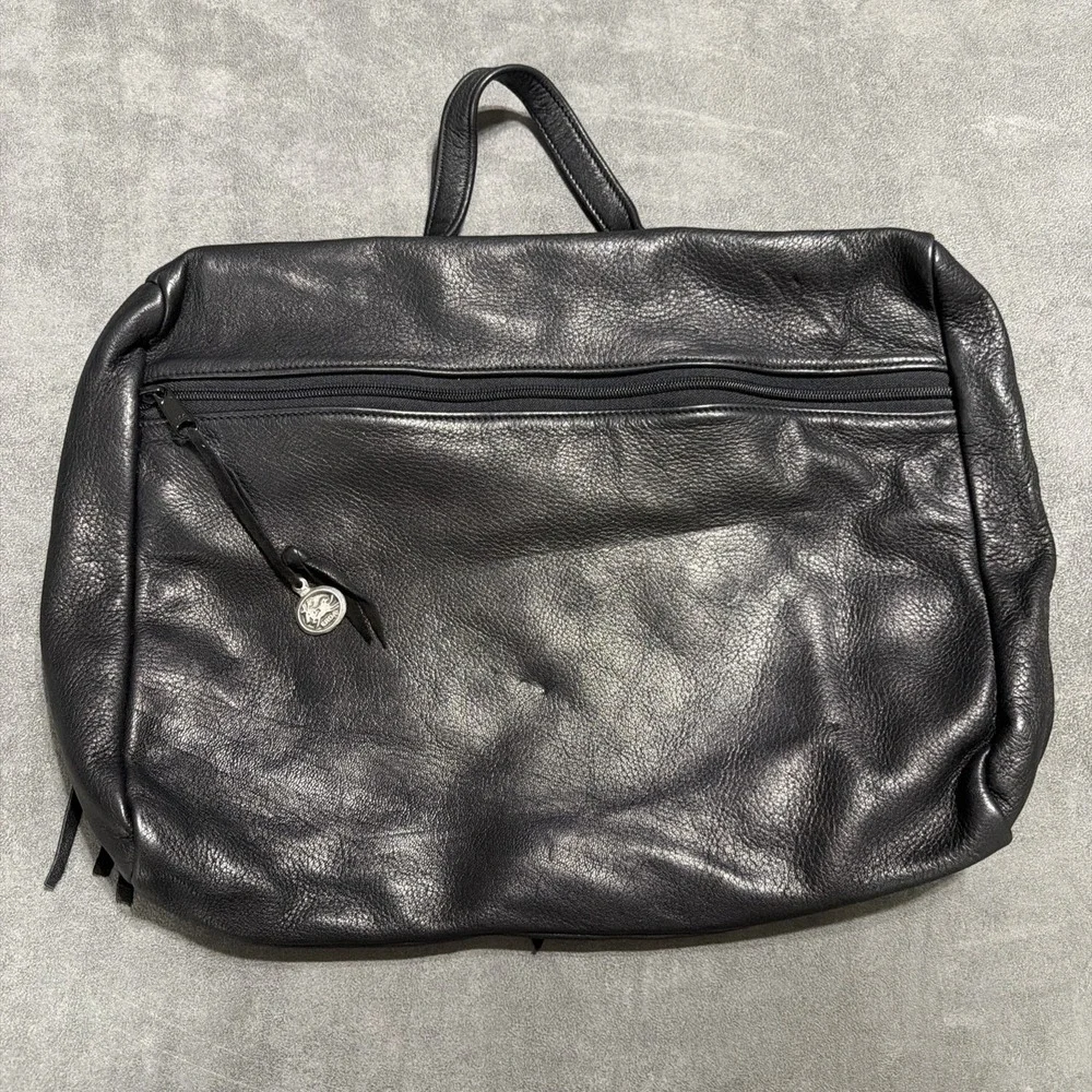 Erda Black Leather Fringe Laptop Bag Made In The USA